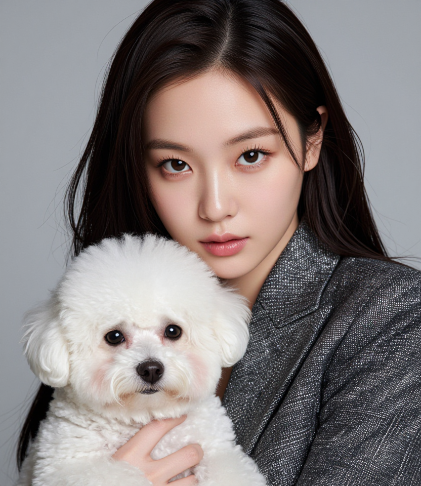 패션 모델과 푸들