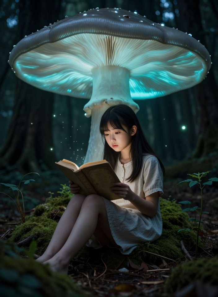 버섯 아래의 독서